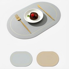 라데코 라운드 프레임 방수 양면 식탁매트 4p, 라이트그레이/베이지, 45 x 30cm, 4개 라이트그레이/베이지, 45 x 30 cm, 4매