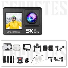 액션 캠 스포츠 방수 카메라 CERASTES 와이파이 손떨림 방지 듀얼 170 ° 광각 30m 리모컨 5K 60FPS, 2) AT-M60- A - 64G, 1개