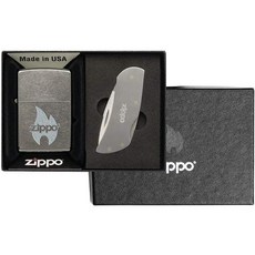 지포 라이터 선물 세트, Lighter & Knife (Silver), 1　　　　　(상품코드512p)