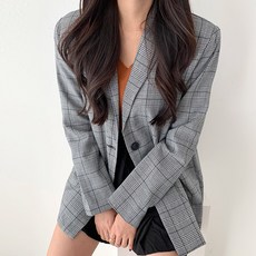 보이핏 체크 테일러드 싱글 자켓
