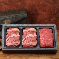 [안동명작한우] 1등급 한우정육구이세트 등심+국거리+등심/팩당 300g/총 0.9kg, 없음, 1개