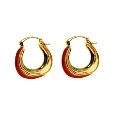 프렌치시크 간지나는 파리 디자인 CELI 냉담 무드 24K 진짜 금을 도금함 황동색 SWIRL 귓바퀴 법랑