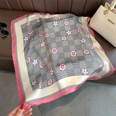 여성용 실크 사각 격자 무늬 스카프 레트로 새틴 넥 헤어 타이 밴드 부드러운 네커치프 히잡 헤드 풀라드 반다나 여름 패션 70x70cm