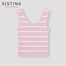 [시스티나] 스트라이프 브이넥 니트 탑_ASKPON21620_LP