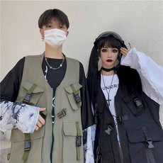 봄 가을 하라주쿠 유니 공구 조끼 여성 캐주얼 여행 루즈 한 민 헐렁한 남성