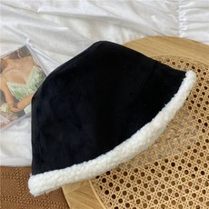 버킷햇 생얼 얼굴가리기 매치하기좋은 무스탕 벙거지모자 가을겨울 작아보이는얼굴 단색 기모 보온