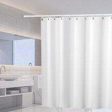 화이트 샤워 커튼 방수 두꺼운 목욕 커튼 솔리드 컬러 폴리 에스터 직물 파티션 커튼 홈 욕실 액세서리, [01] White, [17] W280xH200CM