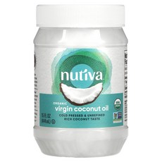 Nutiva 유기농 코코넛 오일 버진 15 fl oz(444 ml) 1팩, 29 액상 온스, 1개, 443.603ml