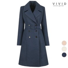 비비드시크릿가너 여성 마리 울터치 벨티드 겨울 롱코트