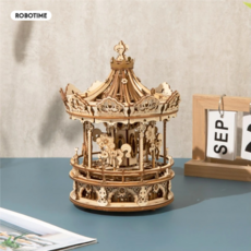 한글설명서 로보타임 오르골 AMK62 로맨틱 회전목마 우드 나무 조립 DIY 3D 퍼즐 메카니컬 ROKR