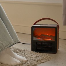 ZOZOFO KC 전기안전인증 겨울 모방 화염 벽난로 온풍기 가정용 1200W 난방기 휴대용 PTC 서큘레이터형 온풍기 과열 자동 전원 차단 기능 탁상 온풍기 사무용, 하이엔드 블랙, LT-8016(1200W 다단조절)