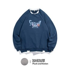 남자 캐릭터 맨투맨 라운드넥 오버핏 티셔츠 기모 안감 2XL 빅사이즈