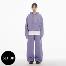 [ 기모/셋업 ] 팬쇼 오버핏 무지 벌룬 후드 티셔츠 남녀공용 프리미엄 스냅 와이드 트레이닝 팬츠 세트