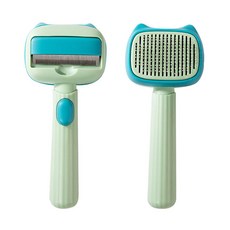 비즈엘 반려동물 원터치 양용 슬리커 브러쉬, 그린, 1개