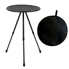 캠핑트리 캠핑 사이드 테이블 원형 높이조절, 블랙