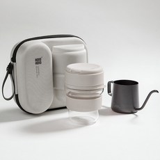 Holoholo 커피 핸드드립세트 휴대용 가방, 흰색
