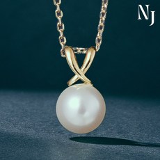 [남주]14k 18k 8mm 스왈 진주 꼬임 혼주 목걸이