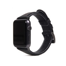 SLG DESIGN D6 이태리 미네르바 복스 레더 Strap for Apple Watch SE / Series1 to 6 38/40mm (Black)