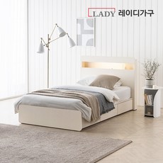 레이디가구 모노 LED 빅 3단서랍 수납 침대 SS_독립 매트리스, 내추럴