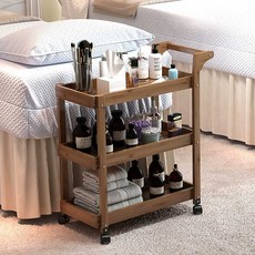 조리대 카트 이동식 식당 왜건 업소용 원목트롤리 서빙 우드 우드웨건 트롤리 웨건 수납장, 조각트롤리60브라운