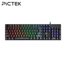 PICTEK PC305 기계식 키보드 블루 스위치 게이밍 풀사이즈 울트라 슬림 유선 USB for Windows Mac PC Gamer키보드, 02 Italian Layout