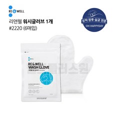 리앤웰 워시글러브 1팩 6매입 물없이 사용 세척용 장갑 목욕 환자용