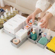 올유리빙 길이조절 정리함 서랍 수납 플라스틱 바스켓 1호~3호 5개, 1호-5P, 화이트