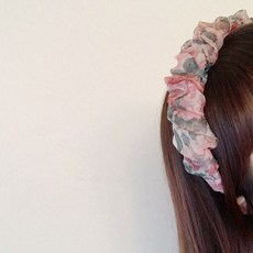 어반선데이 (무배)빈티지플라워 주름 쉬폰 볼륨 꽃 넓은 여신 헤어밴드 머리띠