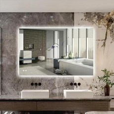 RECSTAR LED 욕실 거울 61 x 81.3cm(24 x 32인치) 백라이트 포함 무단계 조도 조절 가능한 벽 거울 김 서림 방지 비산 방지 메모리 3가지 색상