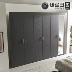 [바로크홈] 벤자민 9자 전신거울 장롱세트_그레이, 상세 설명 참조
