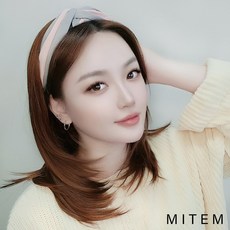 미템 머리띠가발 + 가발관리5종세트 풀세트 레이어드컷 중단발 티안나는 여자 가발, 다트브라운, 1개 - 가발머리띠