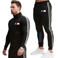블랙 회색 후드 집업 캐주얼 세트 가을 새로운 bmw m splice 조거 운동복 지퍼