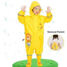 1-10 세 어린이 비옷 방수 점프수트 후드 원피스 만화 공룡 아기 비옷 및 바지, 6)NO rain shoes - 사이즈 116-135