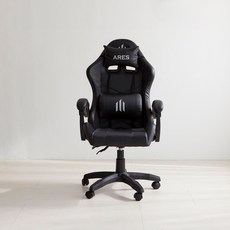 베스트리빙 아레스 인체공학 각도조절 게이밍의자 사무용의자 컴퓨터의자 허리쿠션 목쿠션 증정, 블랙