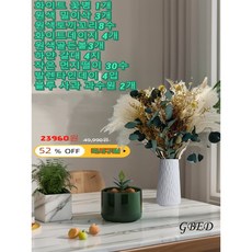 GBED 인테리어 화이트 팜파스 드라이플라워 도자기 화병 세라믹 갈대 파티 결혼식 사무실 크리스마스, 흰색 원형 대형, HS001