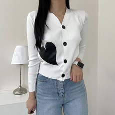 VANANA2 여성 페미닌 캐주얼 하트 브이 긴팔 니트 가디건 3color