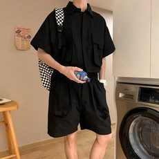 남자린넨점프수트셋업