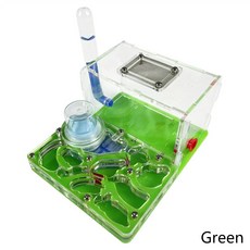 DIY 아크릴 개미 농장 평평한 둥지 집 애완 동물 유리 보습 워터 타워 워크샵 수유 공간 12x15x7 5cm, Green, 1개