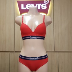 리바이스언더웨어 리바이스바디웨어 투호스로고 노와이어 브라팬티세트 RD LSWBV601LSWPV601