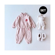  로아앤제인 퀼팅 꿀 집업 맨투맨 + 단지 조거팬츠 핑크 SET  상품 이미지