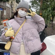 예니브 여성 겨울 숏 다운 점퍼 블루 간절기패딩 캐주얼 패딩