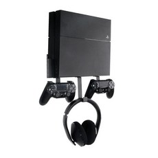 PS4용 월 마운트 PS4 오리지널용 스텔스 마운트구 모델 탈착식 컨트롤러 홀더 및 헤드폰 걸이 2개 벽 또는 TV 뒷면에 장착 가능, 1개