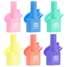 Jello Jello 夏日海灘霓虹系列 美甲凝膠 6色組, 10ml, Mingo Pink，Blue Wave，Cony Mint，Pina Colada，Sunup Juicy，Enjoy Purple, 1組