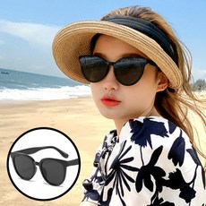 바이빈 남녀공용 패션 편광 라운드 뿔테 선글라스