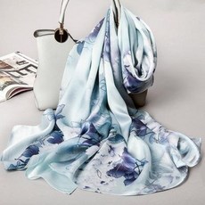 스카프 실크 스카프 여장 100% 삼잠사 항저우 실크 패션 마린룩 봄 얇은 머플러 숄
