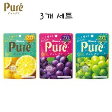 일본 kanro pure 칸로 퓨어구미 퓨레구미 퓨어젤리 56g 3개 세트, 청포도 56g, 포도 56g, 청포도 56g