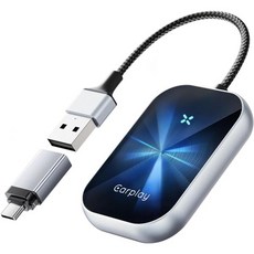무선 카플레이 어댑터 2024년 애플 및 안드로이드용 2-in-1 업그레이드 아이폰 iOS 10 안드로이드 11 （ 블루 ）용 공장 유선 카플레이를 플러그 앤 플레이 동글로 전, 1개