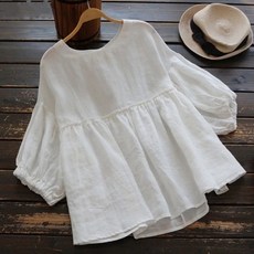 Myshe 여성 빅사이즈 루즈핏 린넨 블라우스 hjy0619