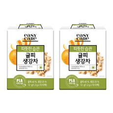 EASY CARE 따뜻한 습관 녹차원 귤피 생강차, 12g, 10개입, 2개, 1.2g