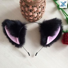 고양이 여우 리본 머리띠 코스프레 홈파티, 검정색은 귀를 움직일 수 있다